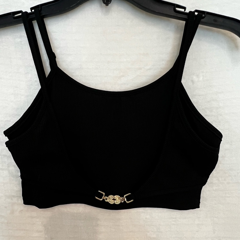SHEIN Black Tank Top with Gold Accent